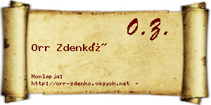 Orr Zdenkó névjegykártya